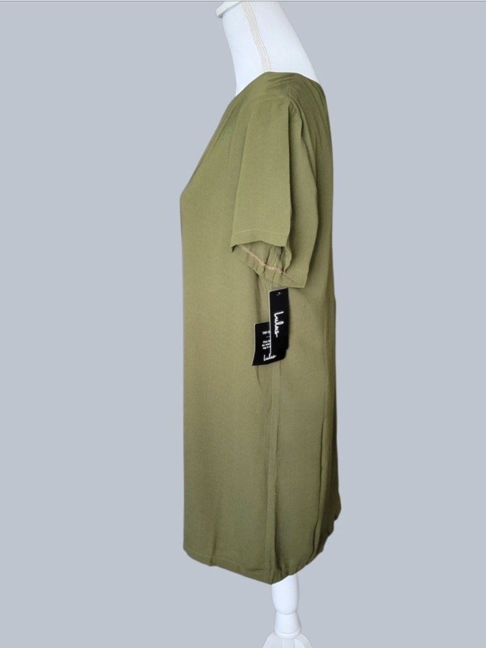 Lulu's Shift & Shout Olive Green Shift Mini Dress Large New With Tags - Picture 5 of 9